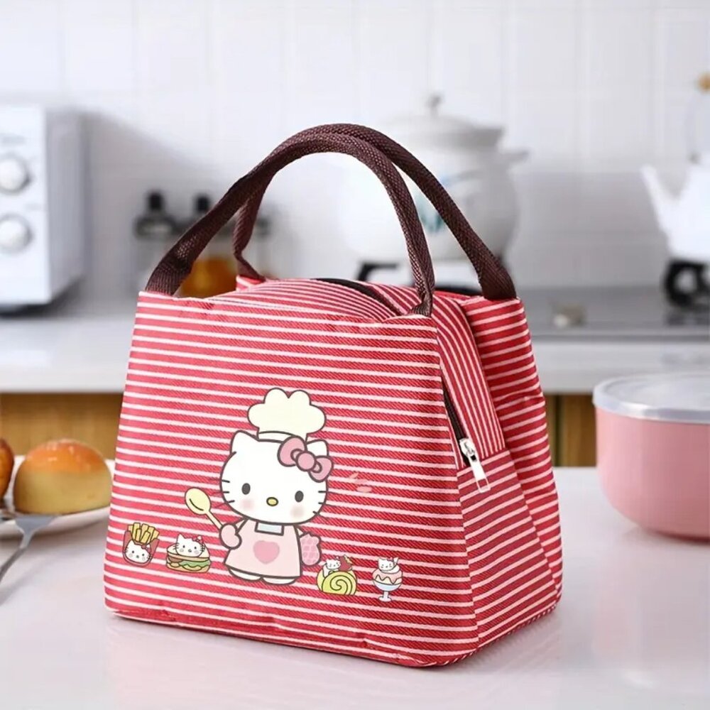 HELLO KITTY Red & White Striped Insulated Lunch Tote (BRAND-NEW & SUPER CUTE!)